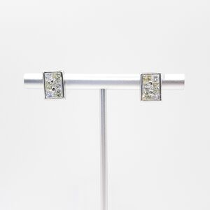 Pale Yellow and Clear czs Checkerboard Rectangle Post Earrings New